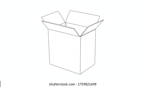 Vector Isolación Ilustración Caja de cartón en blanco y negro