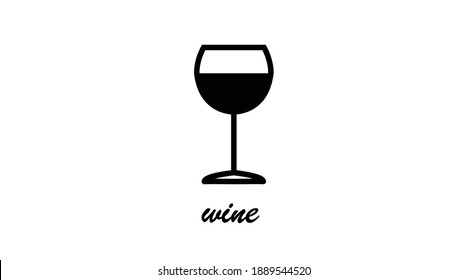 Vector isolated Illustration. Black and White Cup of Wine Icon