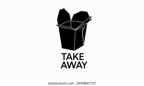 Vector Isolated Illustration of a Black and White Take Away Asian Food Box. Take Away Icon