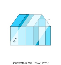 Vector isolated illustration of a blue glasshouse minimal symbol on a white background. Greenhouse logo template