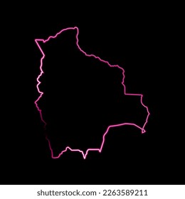 Vector ilustrativo aislado del mapa de Bolivia con efecto neón.