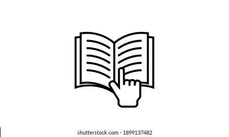 Vector Isolated Illustration of a Book and a hand. Book Reading Icon