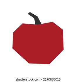 Vektorgrafik einzeln mit botanischem Element - frischer großer Apfel mit schwarzem Ast. Rotes vegetarisches Symbol für gesundes Essen. Dekorative minimalistische Früchte auf weißem Hintergrund