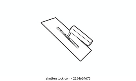 Vector Isolated Illustration of a Bricklayer Trowel. Black and white linear editable illustration