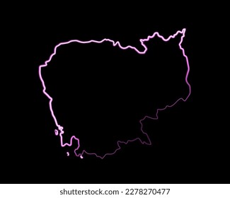 Vector isolated illustration of Cambodia map with neon effect.