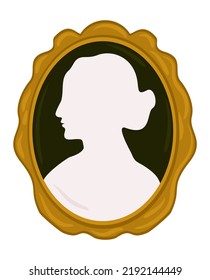 Vector Isolated Illustration Of Cameo Female Portrait.