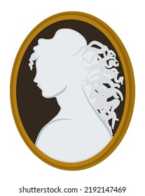 Vector Isolated Illustration Of Cameo Female Portrait.