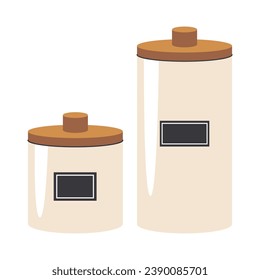 Vector isolated illustration of cans for bulk products. Kitchen items.