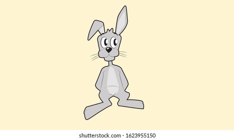 Vector Isolated Illustration of a Cartoon Childish Style Rabbit