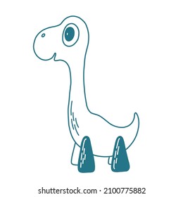 Vector isolated illustration with cartoon Dino. Cute children’s character. Nice illustration for kid’s room decor, print, card, sticker.