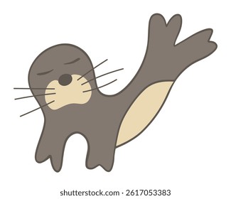 Vector isolated illustration of a cartoon fur seal on a white background.