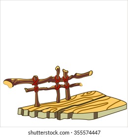 Vector isolated illustration. Cartoon old wood porch.
