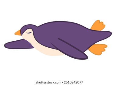 Vector isolated illustration of a cartoon penguin on a white background.