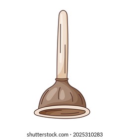 Vector Isolated Illustration Of A Cartoon Plunger For Cleaning Drain And Blockages In The Bath Tub And Sink.