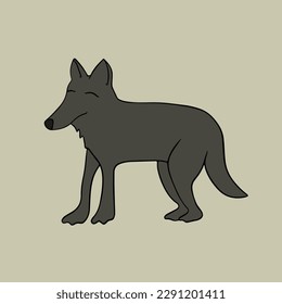 Vector isolated illustration of a cartoon wolf. Children's wolf print.