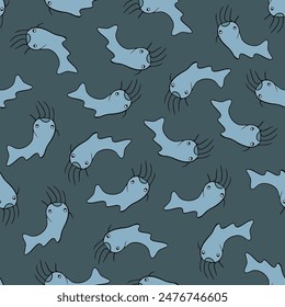 Vector isolated illustration of catfish pattern.