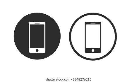 Vektorisolierte Illustration eines Handys oder Mobiltelefons. Schwarz-Weiß-Mobilsymbol
