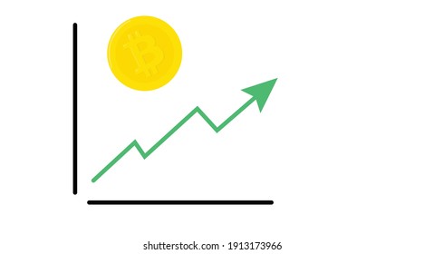 Vector Isolated Illustration of a Chart with a bitcoin Icon. Bitcoin Trading Icon