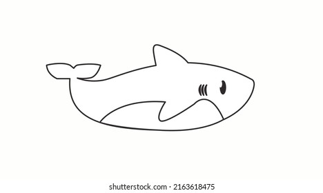 Vector Isolated Illustration of a Childish Shark, Cartoon Style