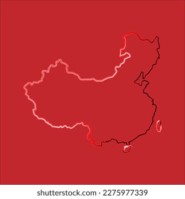 Vector isolated illustration of China map with neon effect.