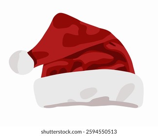 Vector isolated illustration of a Christmas hat on a white background.