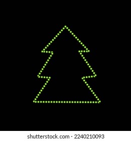Vector isolated illustration of Christmas tree with neon effect.