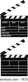 Vector isolated illustration of cinema clapboards on white background