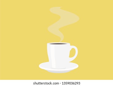 Vector Isolated Illustration of a Coffee Cup with Hot Coffee 