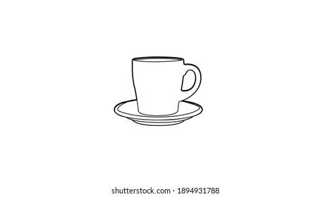 Vector isolated Illustration of a Coffee Cup. Black and White Coffee Cup Icon