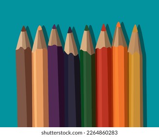 Vector isolated illustration of colored pencils set.