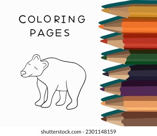 Vector isolated illustration of a coloring book of a bear. Coloring book for preschool children. Animal coloring page.