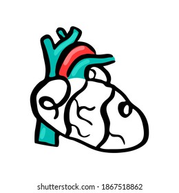Vektorgrafik einzeln mit dem Konzept der Kardiologie, Herzchirurgie, Medizin. Es zeigt abstraktes, vereinfachtes lineares Herz im Doodle-Stil.