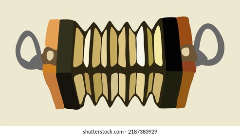 Vector isolated illustration of concertina. Musical instrument.
