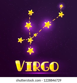 vector isolated illustration of constellation Virgo. Cute hand-drawn zodiac sign for horoscopes, magazines, brochures. astrological print