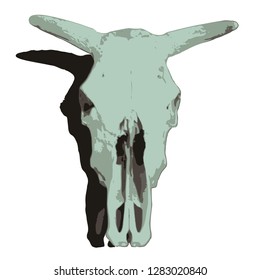 Vector isolated illustration. Cow skull India. Four colors. Cowboys. Wild West. Halloween.