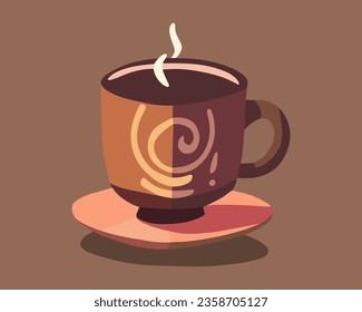 Vector isolated illustration of a cup of coffee on a white background. Cafeteria. Hot drink in a cup.