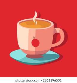 Vector isolated illustration of a cup of hot drink. A cup of tea. Designation of the cafe.