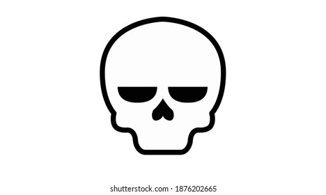 Vector Isolated Illustration of a Cute Angry Tired Skull. Cute Skull Icon