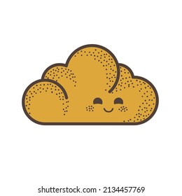 Vector isolated illustration of a cute bun smiling character on a white background. Bakery mascot