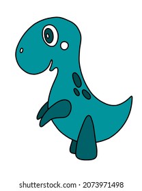 Dibujo vectorial aislado de lindos dinosaurios de dibujos animados. Dino gracioso para impresión, afiche, decoración infantil