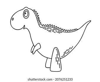 Vector isolated illustration. Cute cartoon contour dinosaur. Illustration for children creativity, colouring page.