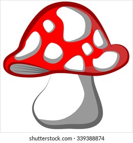 Vector isolated illustration, cute cartoon of mushroom