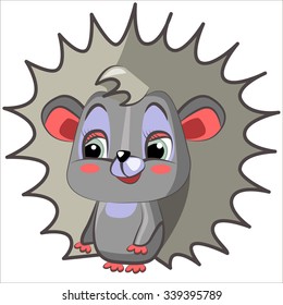 Vector isolated illustration, cute cartoon of funny hedgehog