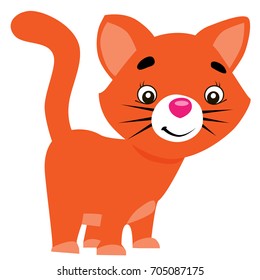 Vector isolated illustration, cute cartoon of funny cat.