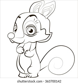 Vector isolated illustration, cute chipmunk. Chanterelle. Black.
