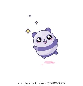 Vector isolated illustration cute Panda Logo cub jumping from happiness and joy kawaii chibi Japanese style Emoji character sticker emoticon smile emotion mascot design