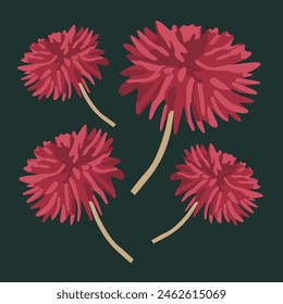 Vector isolated illustration with dahlias. 