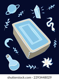 Vector isolated illustration of deck of tarot cards. Set for a fortune teller. Prediction of the future. Tarot online.
