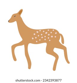Vector isolated illustration of deer with white spots on the back.