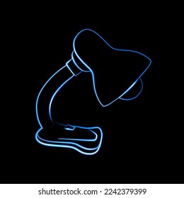 Vector isolated illustration of a desk lamp with neon effect.